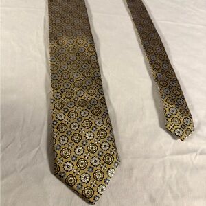 Canali Floral Medallion Silk Tie Yellow / Blue 58L